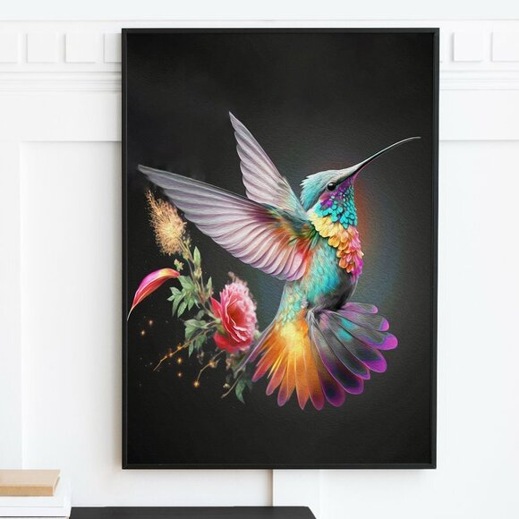 16x20 Hummingbird Watercolor Oil Painting Art Poster Print‎ - Picture 1 of 5